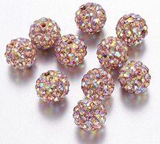 10mm Handmade Light Peach Polymer Clay Rhinestone Beads