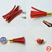 Druzy Agate Necklace With Tassel Pendants